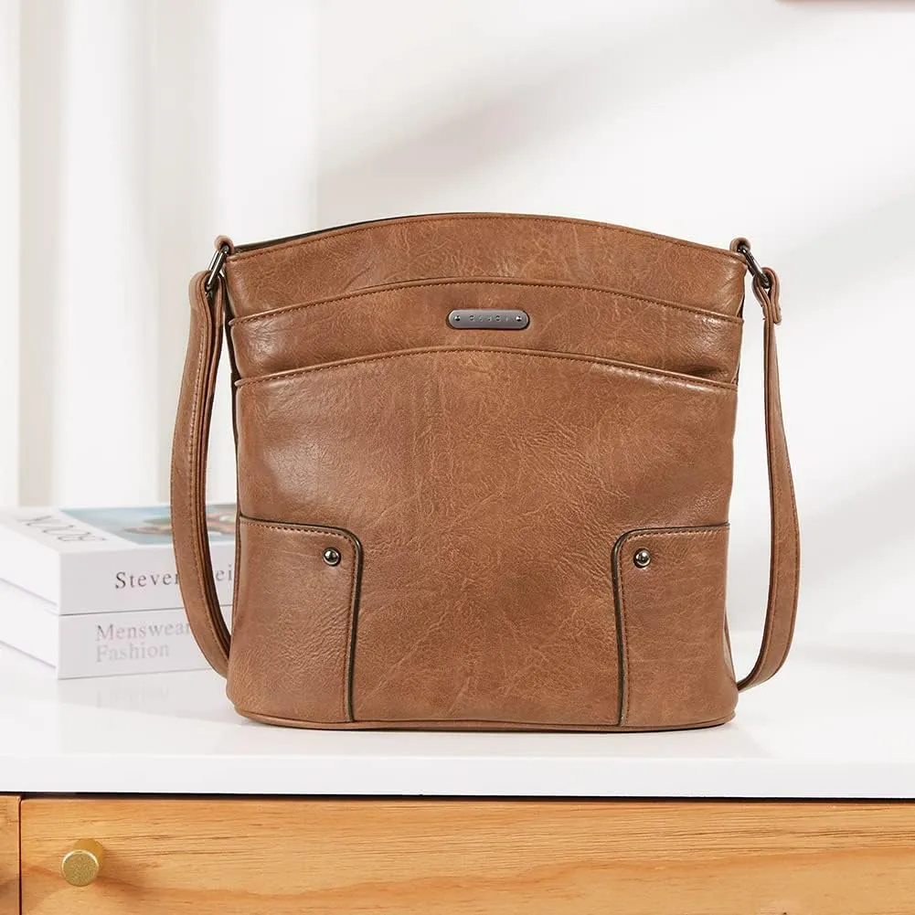 CLUCI Crossbody Bags for Women Leather Purse Travel Vacation Triple Pockets Vintage Handbags Shoulder Bags