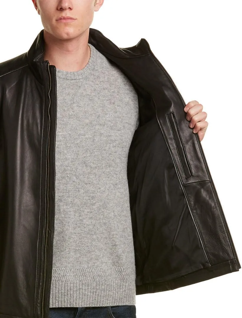 Cole Haan Men's Smooth Leather Moto Jacket