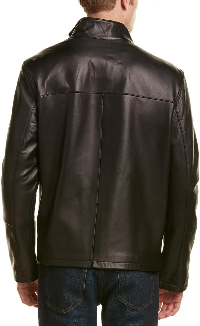 Cole Haan Men's Smooth Leather Moto Jacket