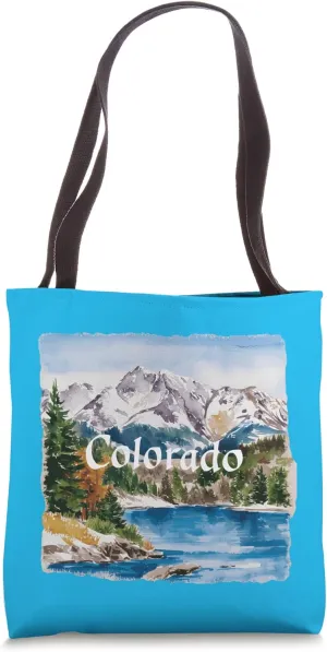 Colorado Mountain Watercolor Art Nature Scenery Design Tote Bag