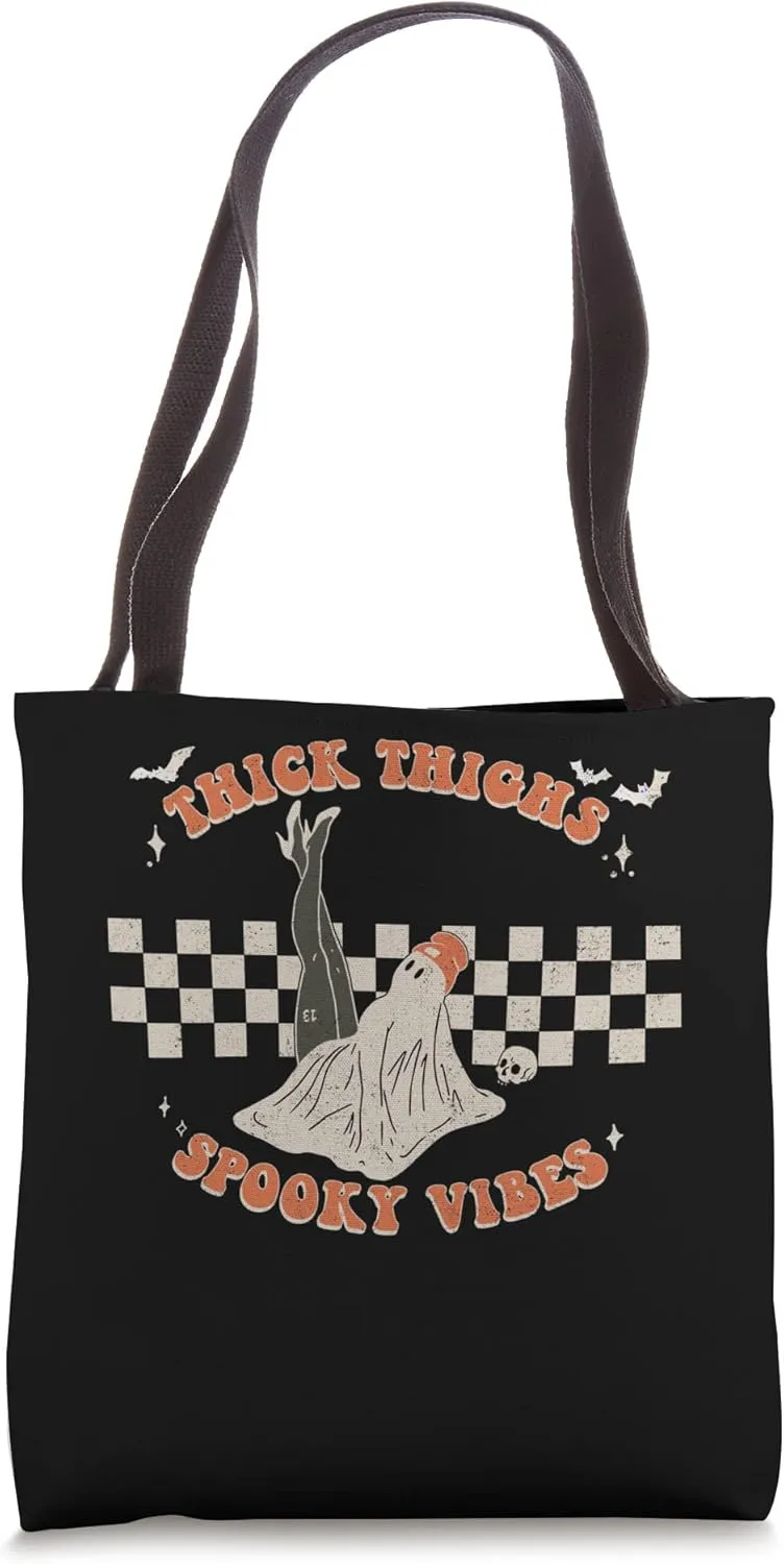 Comfy Fall Season Creep It Real Thick Thights Spooky Vibes Tote Bag