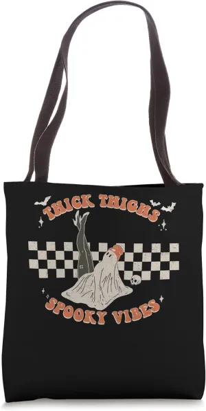 Comfy Fall Season Creep It Real Thick Thights Spooky Vibes Tote Bag