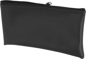 CONTROLTEK Reusable Deposit Bag | 11” W x 6” H | Vinyl Coating | Black | Double-Stitched Seams | Heavy-Duty Nylon Zipper | Leather-Like Textured Grain | Bank Bags with Zipper | 15 Bags Included