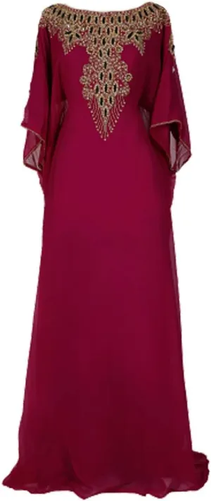 Covered Bliss Aceil Kaftan for Women -3/4 Sleeve Maxi Dress, Elegent Luxury Party Wear