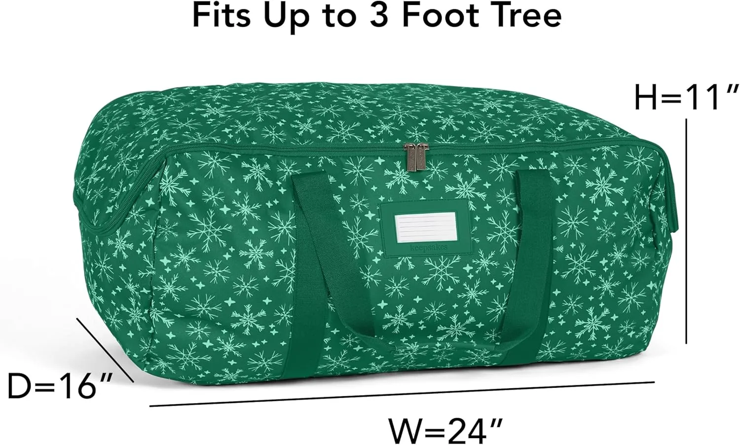 Covermates Keepsakes Garland Duffle Bag – Durable Polyester, Reinforced Handles, Fits up to 25 Foot Garland Depending on Thickness - Holiday Storage, Green Snowflake