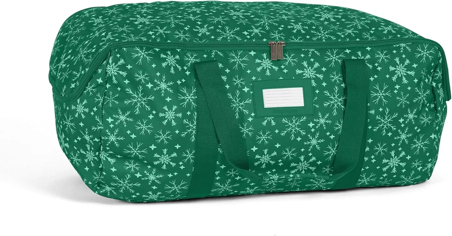 Covermates Keepsakes Garland Duffle Bag – Durable Polyester, Reinforced Handles, Fits up to 25 Foot Garland Depending on Thickness - Holiday Storage, Green Snowflake