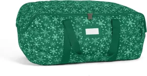 Covermates Keepsakes Garland Duffle Bag – Durable Polyester, Reinforced Handles, Fits up to 25 Foot Garland Depending on Thickness - Holiday Storage, Green Snowflake