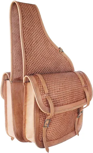 Cow Hide Genuine Leather Western Trail Tooling Carving Horse Saddle Bag, Size: 10” L x 10” W x 3 ½” D M135