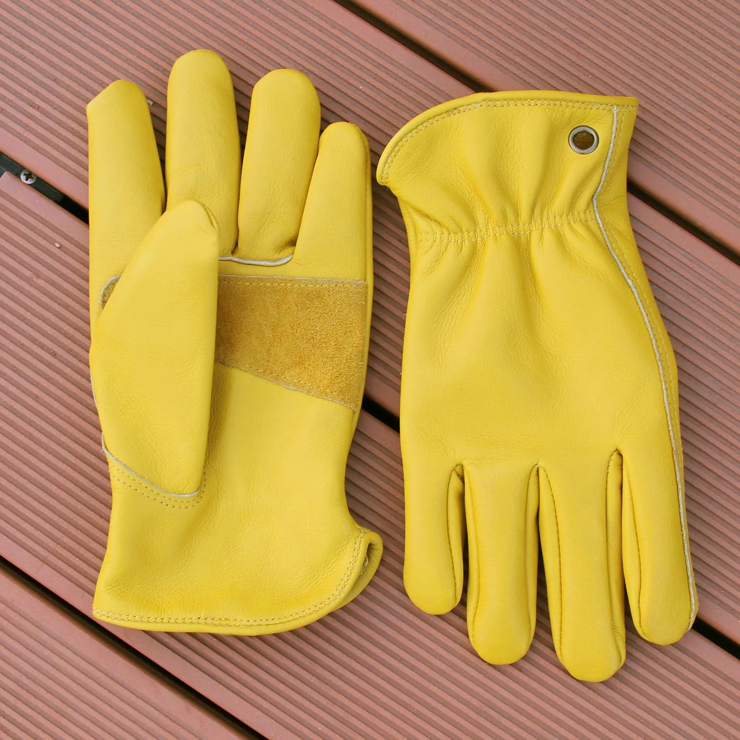 Cowhide Leather Work Gloves for Construction, Yardwork, Gardening with Reinforced Palm for Men & Women