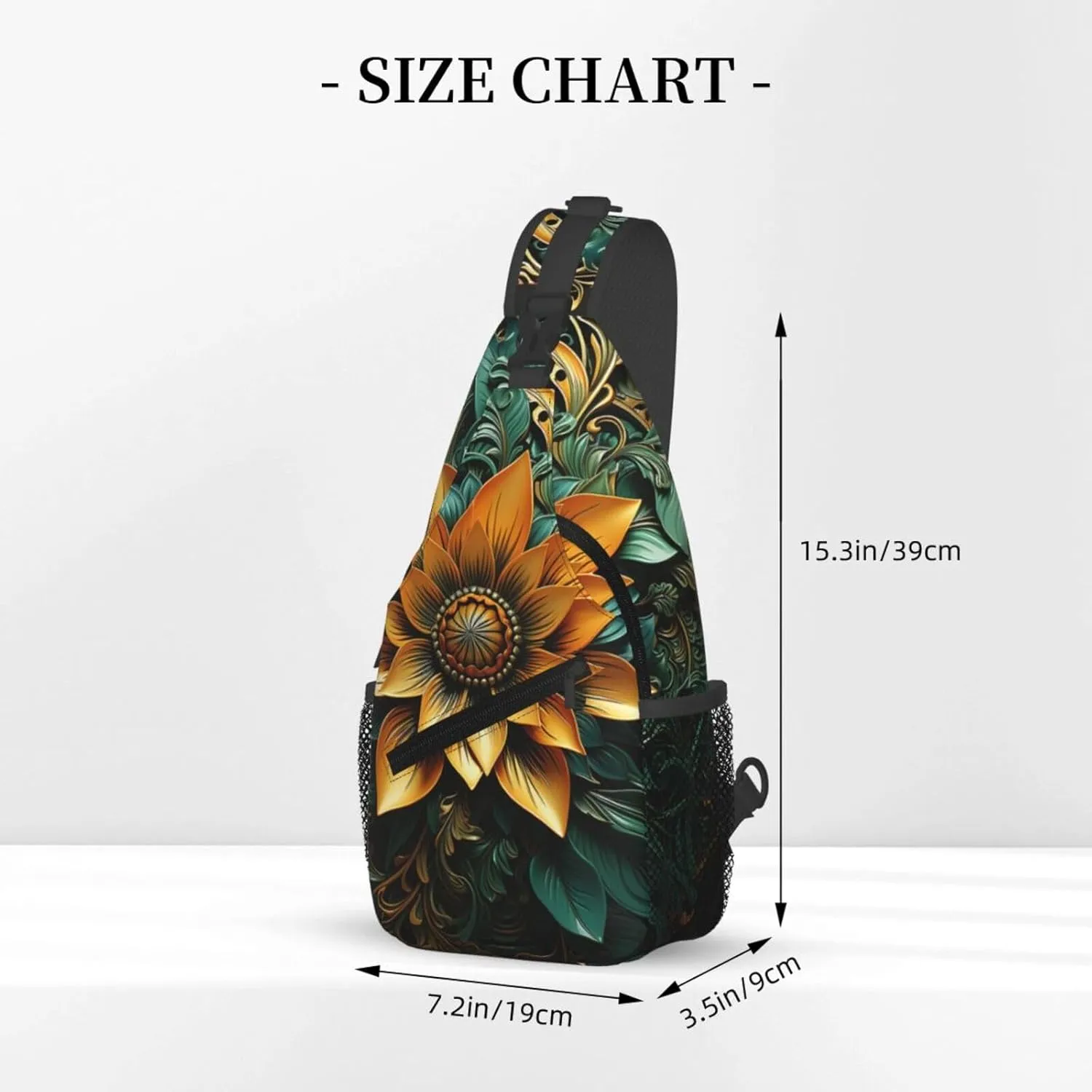 Crossbody Sling Backpack Sling Bag For Men Women Cross Chest Bag Shoulder Bag Carved Flower Travel Hiking Daypack