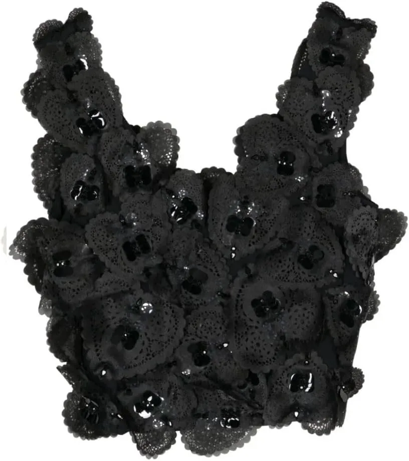 Cynthia Rowley Elle Embellished Heart Top (US, Alpha, X-Small, Regular, Regular, Black)