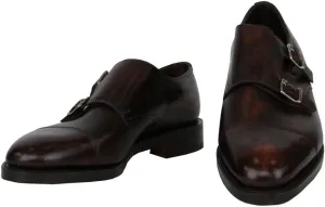Dark Brown Calf Leather Double Monk Strap Shoes