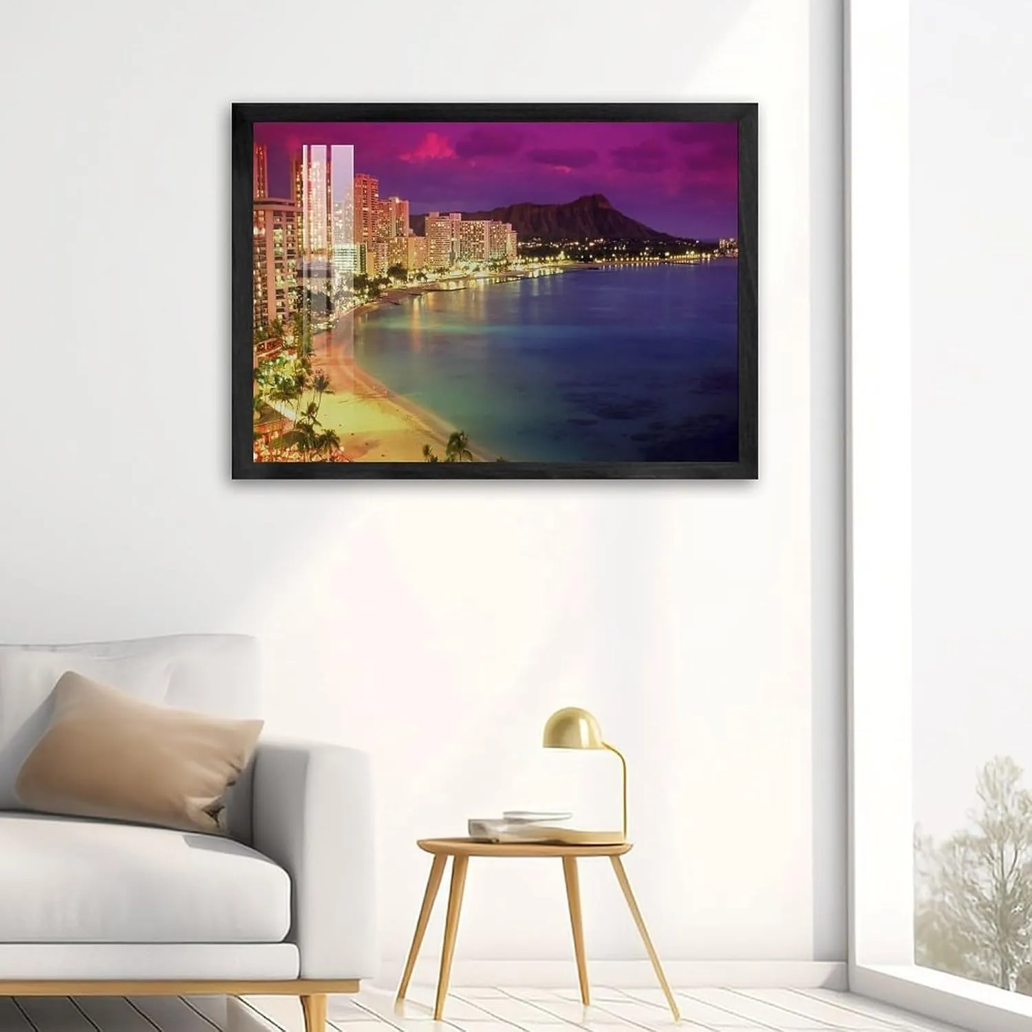 DDQXC Miami Beach Night View Decoration Poster Canvas Art Poster And Wall Art Picture Print Modern Family Bedroom Decor Posters 16x24inch(40x60cm), Aluminum Black-style