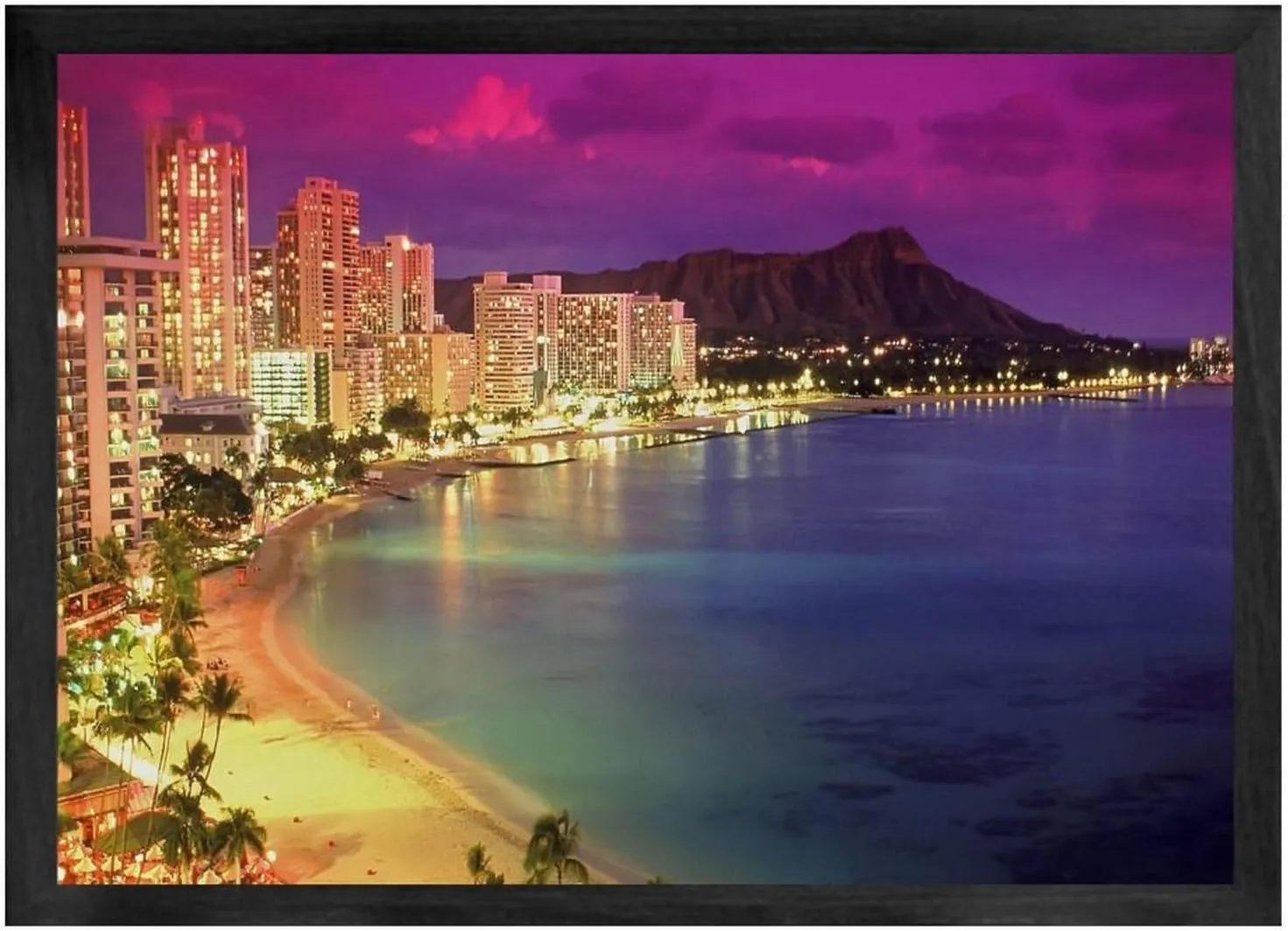 DDQXC Miami Beach Night View Decoration Poster Canvas Art Poster And Wall Art Picture Print Modern Family Bedroom Decor Posters 16x24inch(40x60cm), Aluminum Black-style