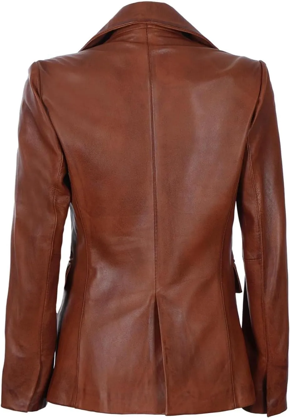 Decrum Leather Blazer Women - Classic Double Breasted Coat Women Elegant Brown and Black Blazer Jacket for Womens