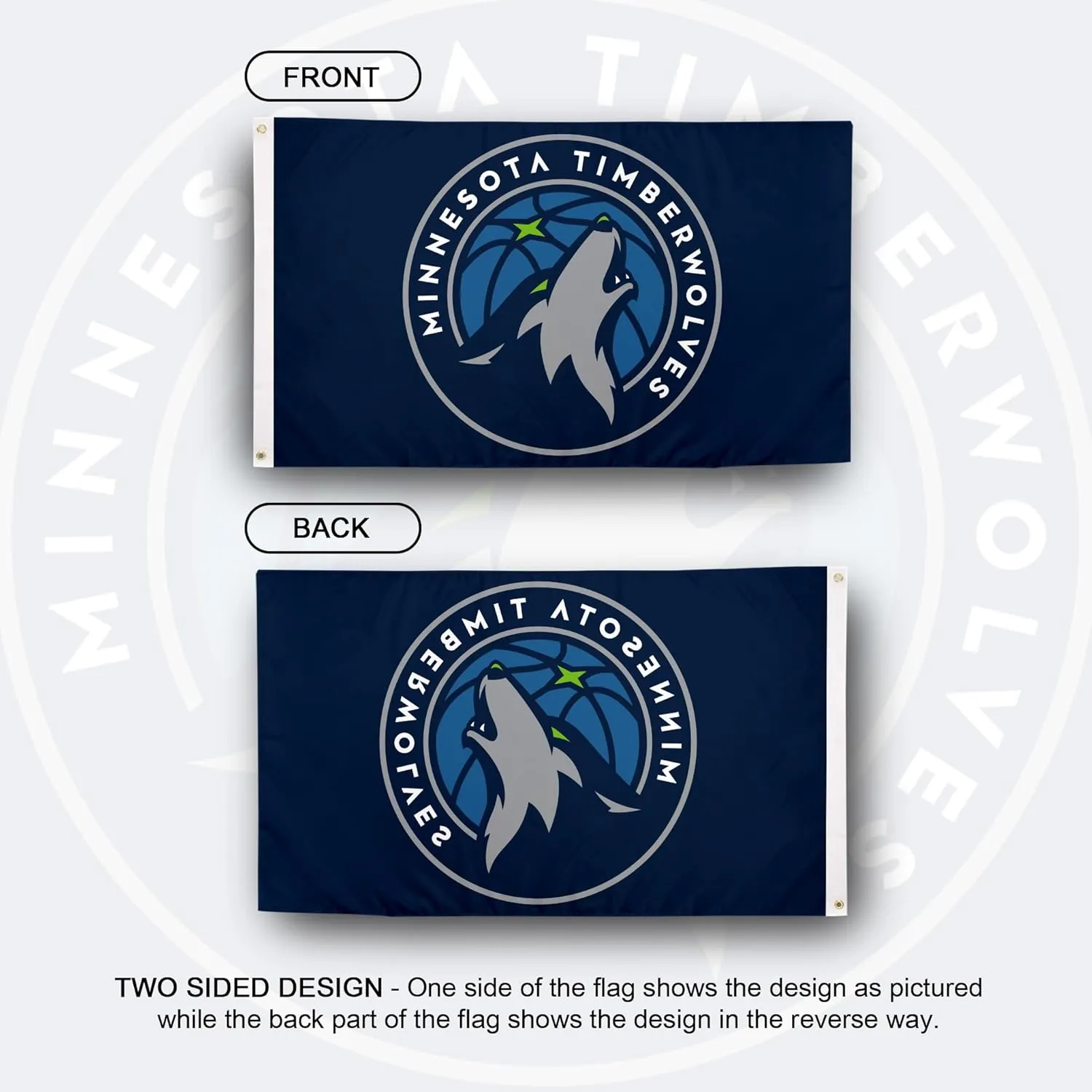 Desert Cactus Minnesota Timberwolves Flag NBA 100% Polyester Indoor Outdoor 3x5 feet National Basketball Association Team Flags (Flag #1)