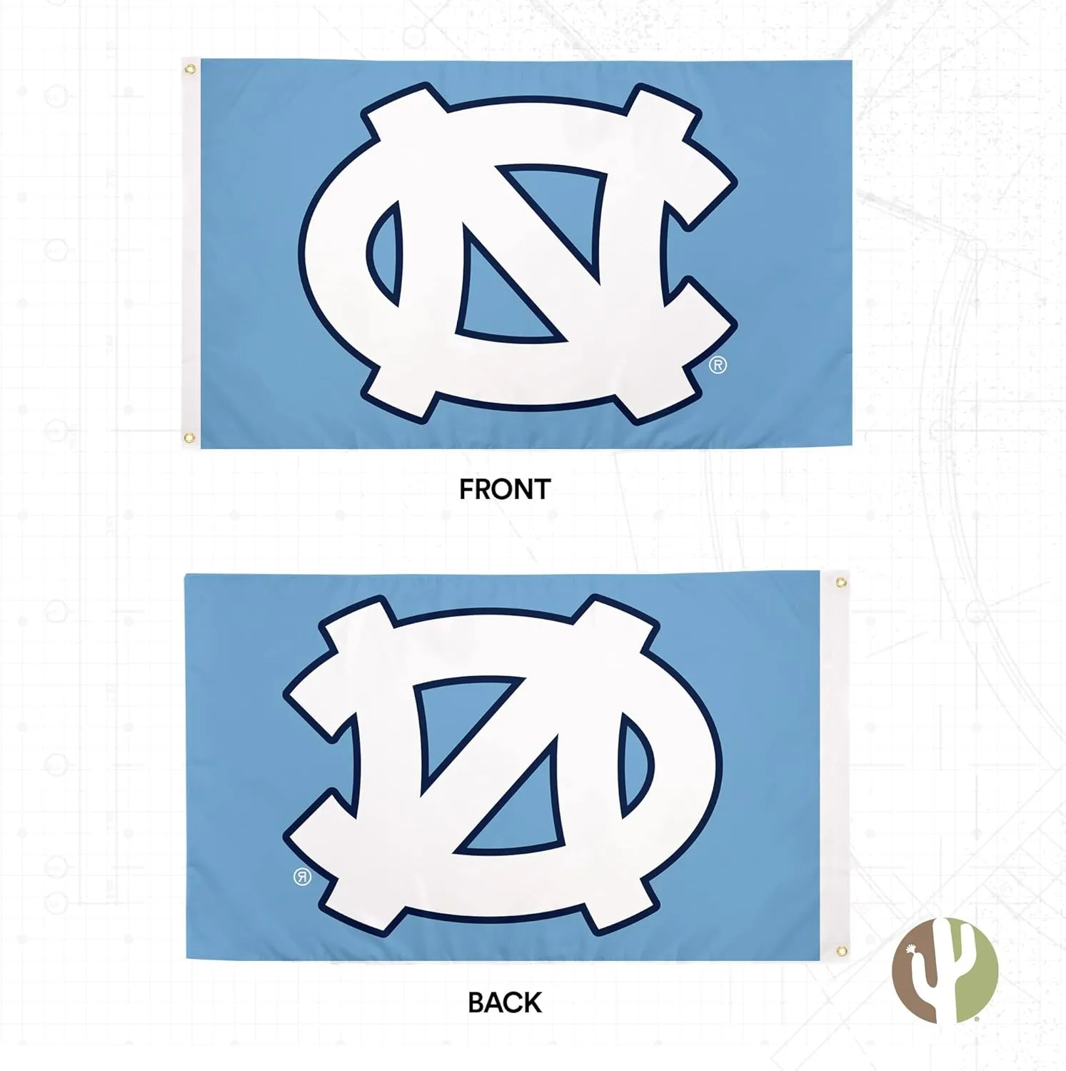 Desert Cactus University of North Carolina UNC Flag - 3 x 5 Feet Heels Banner, Indoor/Outdoor Durable Fabric, 100% Polyester Design (Style 1)