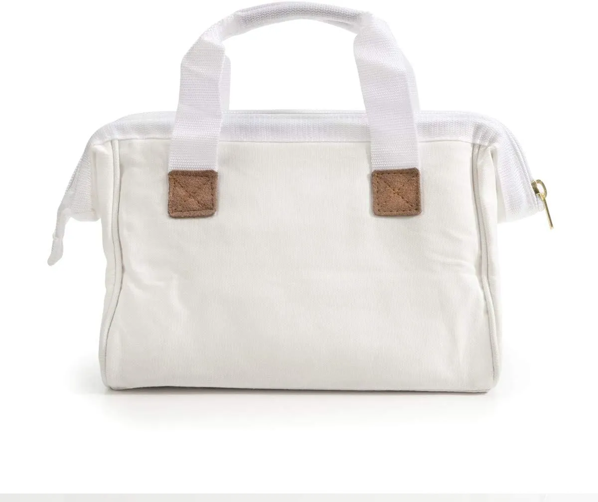 Dickies 12-Inch Durable Canvas Work Bag for Painters, Carpenters, and Builders, Heavy-Duty Zipper, Reinforced Handles, White