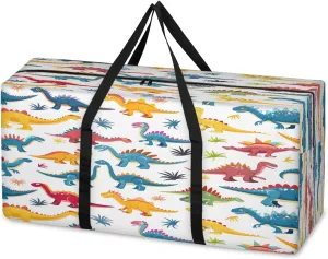 Dinosaur Cute Dino Extra Large Moving Bags with Zippers & Carrying Handles, XXL Heavy-Duty Storage Tote Moving Boxes for Space Saving