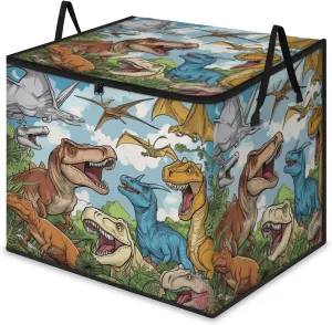 Dinosaur Large Storage Bags Pterosaur Tyrannosaurus Rex Foldable Clothes Storage Bins Blanket Organizers Storage Containers with Reinforced Handles for Closet Comforter Pillow Bedding