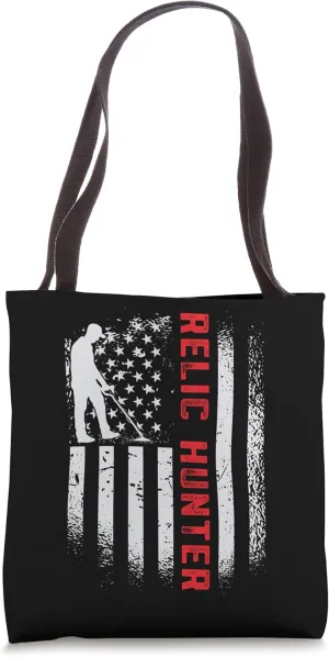 Dirt Fishing Grunge US Flag Relic Hunter Metal Detecting Tote Bag