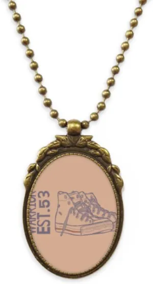 DIYthinker Hand Painted Canvas Shoes Illustration Antique Necklace Vintage Bead Pendant Keychain