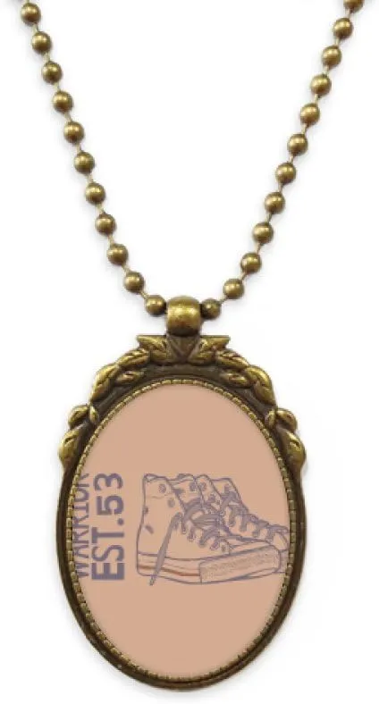 DIYthinker Hand Painted Canvas Shoes Illustration Antique Necklace Vintage Bead Pendant Keychain
