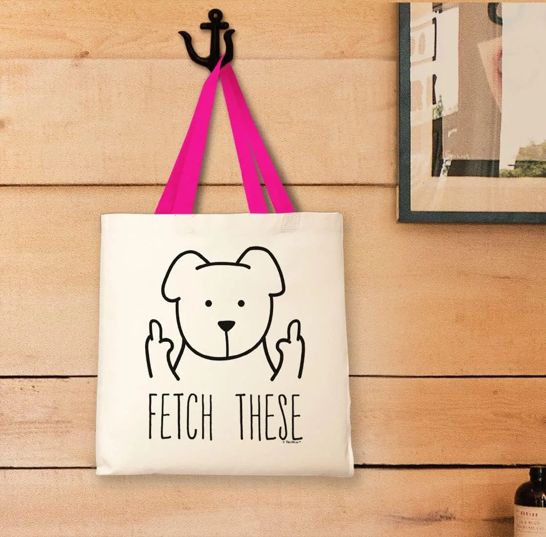 Dog Gifts for Women Fetch These Funny Dog Tote Bag Funny Dog Middle Finger Canvas Tote Bag