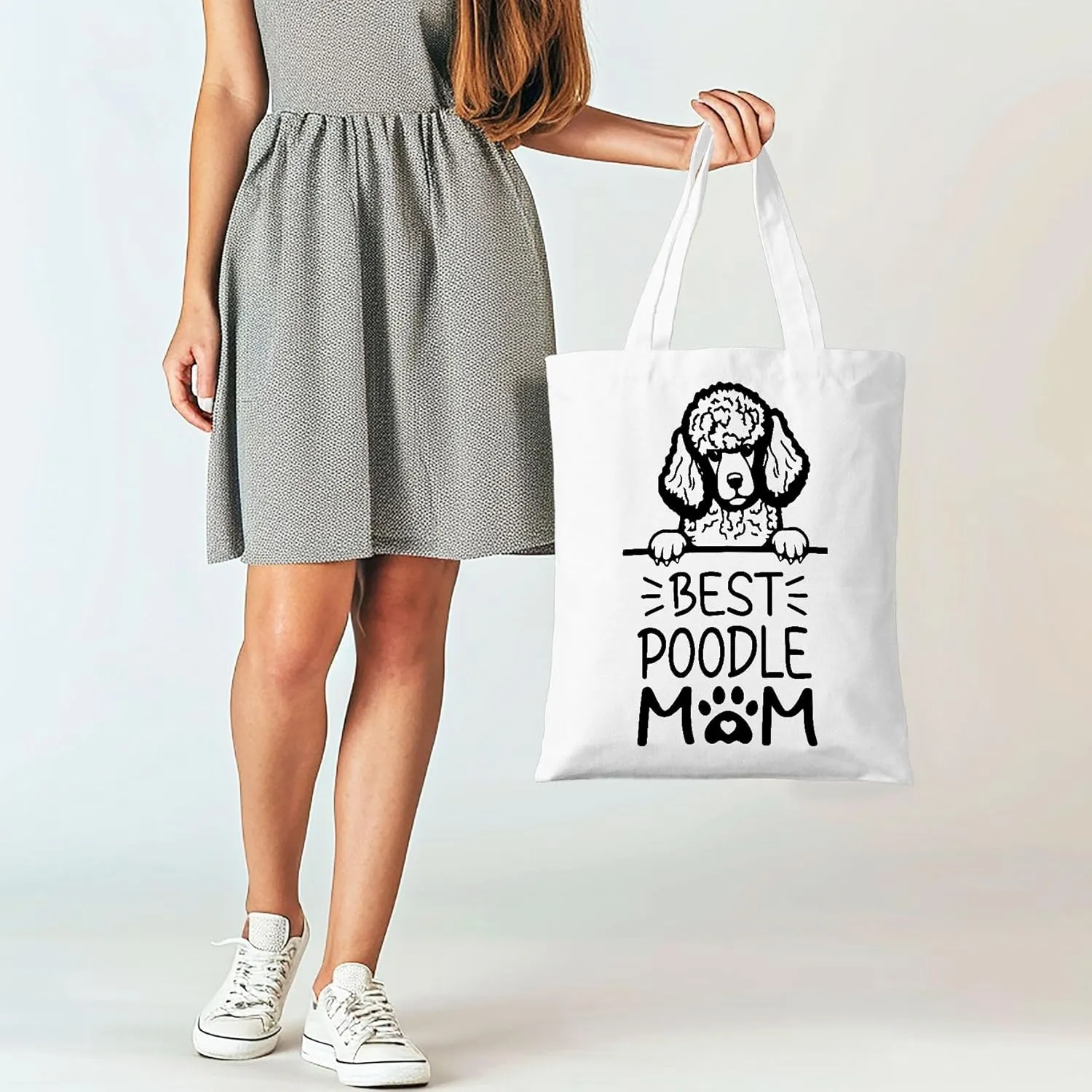 Dog Mom Canvas Tote Bag for Women, Dogs Lover Gift for Dog Mom, Birthday Christmas Dog Themed Gifts For Women.