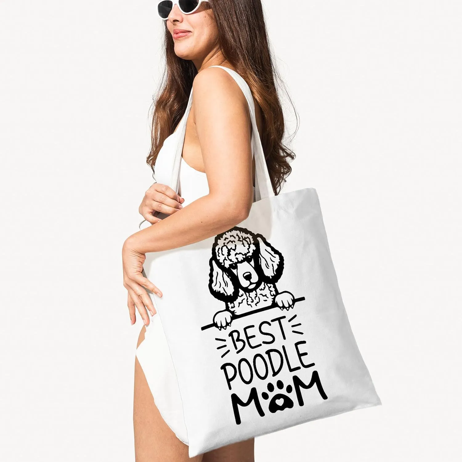 Dog Mom Canvas Tote Bag for Women, Dogs Lover Gift for Dog Mom, Birthday Christmas Dog Themed Gifts For Women.