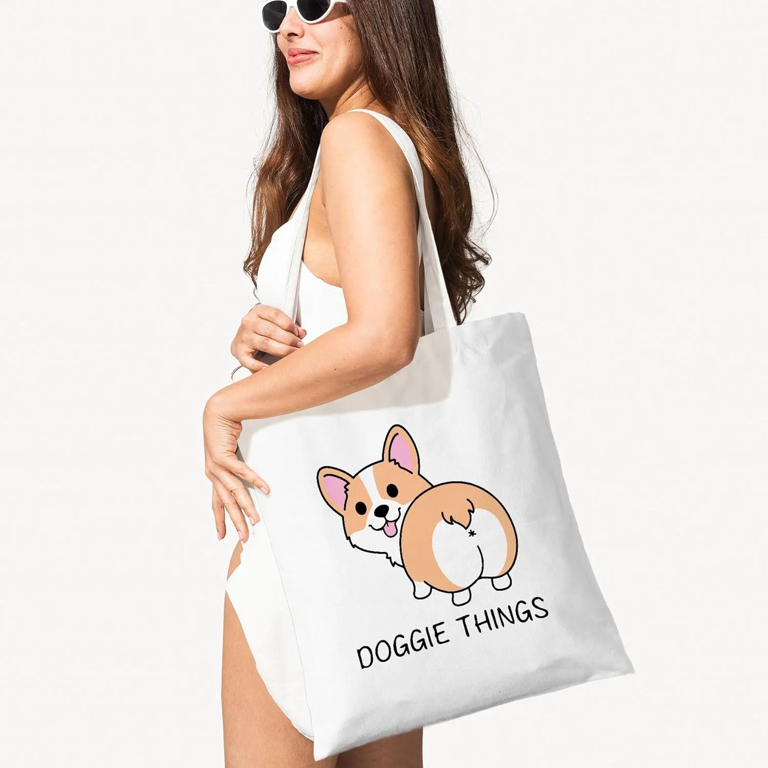 Doggie Things Canvas Tote Bag for Women, Dogs Lover Gift for Dog Mom, Birthday Christmas Cute Shepherd Gifts For Women.