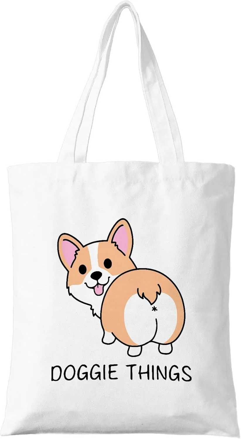 Doggie Things Canvas Tote Bag for Women, Dogs Lover Gift for Dog Mom, Birthday Christmas Cute Shepherd Gifts For Women.