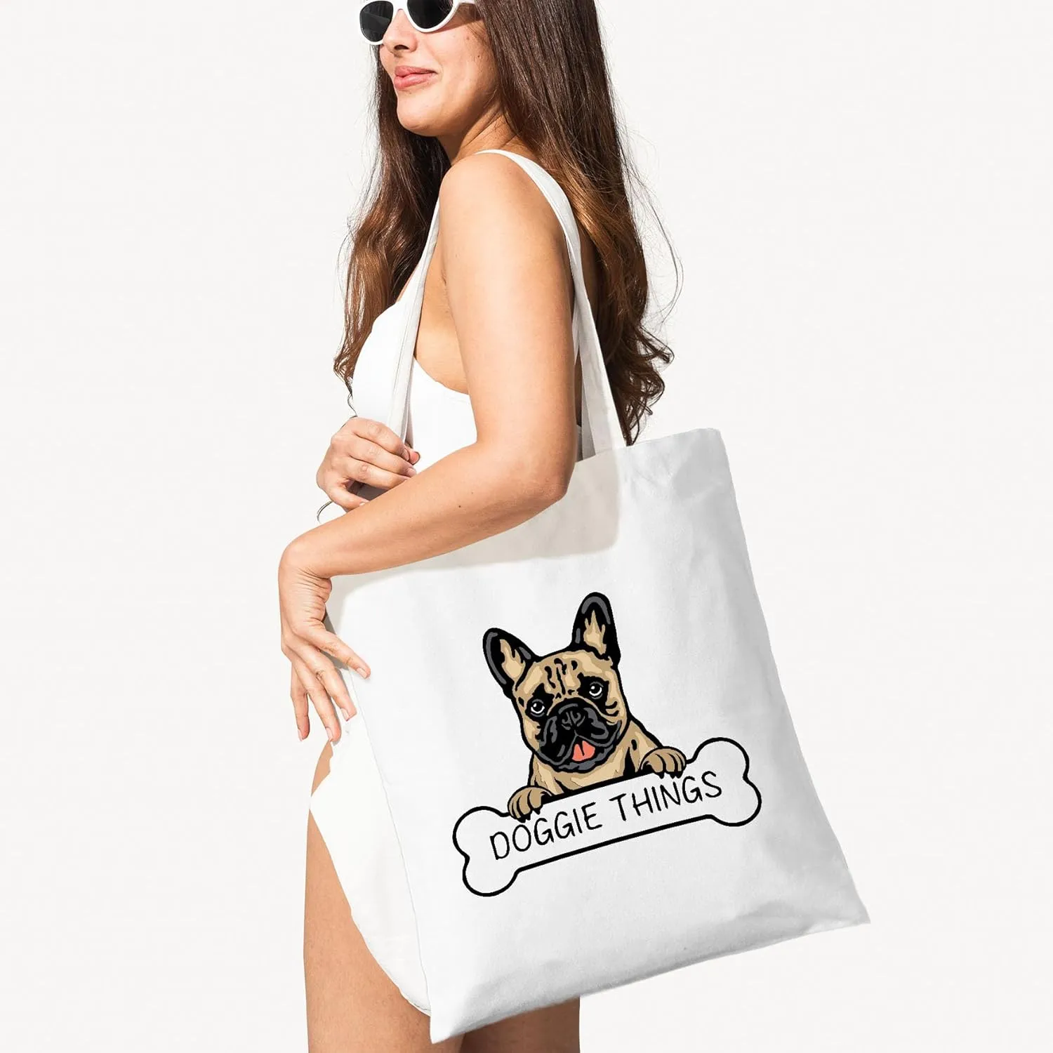 Doggie Things Canvas Tote Bag for Women, Dogs Lover Gift for Dog Mom, Birthday Christmas Cute Shepherd Gifts For Women.