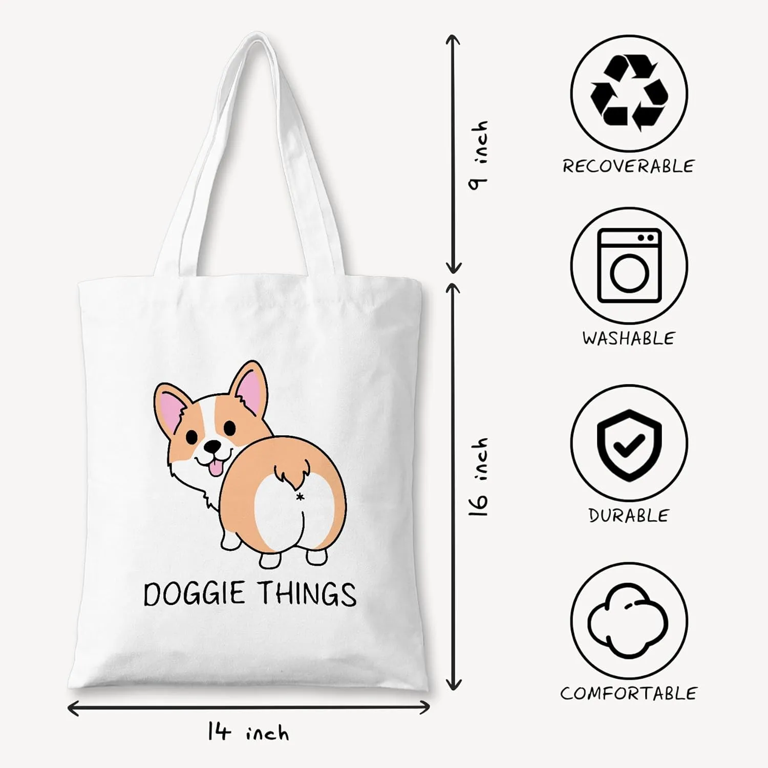Doggie Things Canvas Tote Bag for Women, Dogs Lover Gift for Dog Mom, Birthday Christmas Cute Shepherd Gifts For Women.