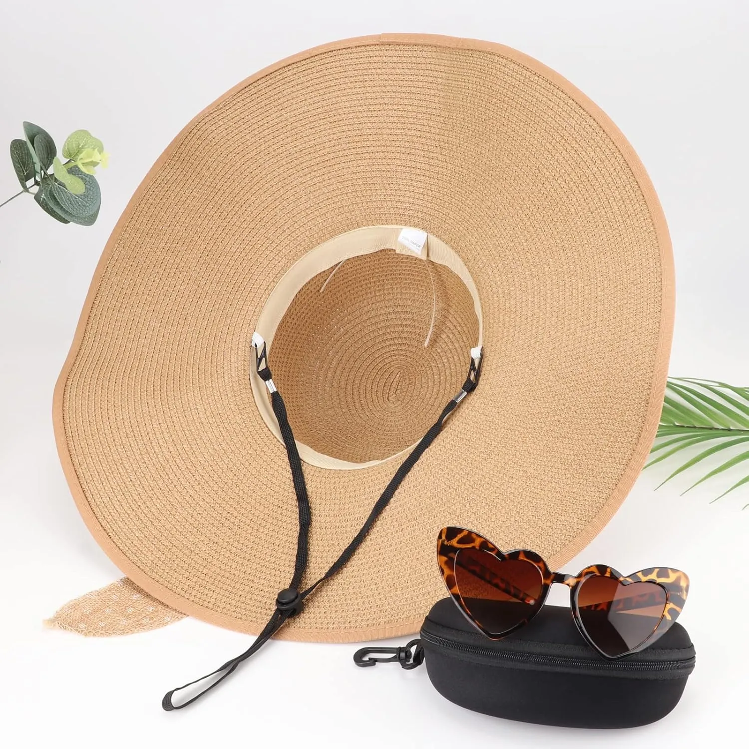 DRESHOW Beach Hats for Women Big Straw Wide Brim Summer Hat Floppy Foldable Roll up Cap Sun Hat UPF 50 