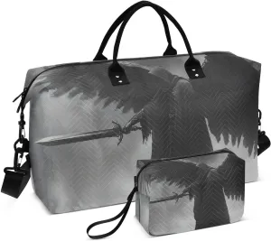 Duffel Bag for Traveling, Archangel Wing Black Gym Bags with Multiple Interior Pockets for Women Men Toiletry Purse Included 20.5”x 1.9” x 13.8”