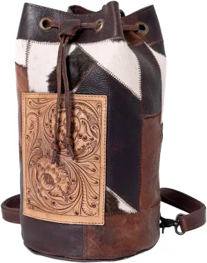 Duffel Hand Tooled Hair-On Genuine Leather Women's Bag Western Handbag Purse | Womens Western Handbags | Leather Belt Bag for Women | Womens Handbags Summer