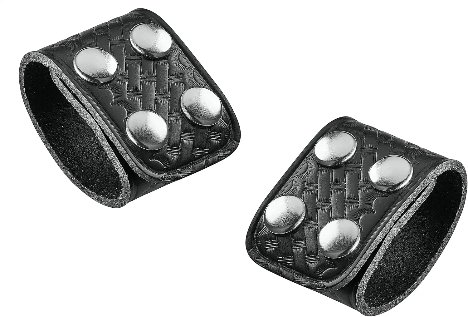 Duty Belt Keeper Double Width 1.75 inch with Double Snap Closure Genuine Leather for Belts 2 1/4 inch Wide, 2 Pack