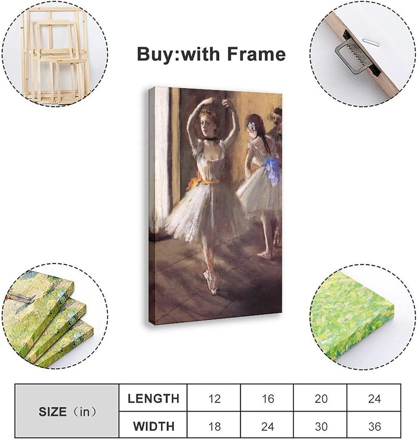 DUYIGCR Two Dancers in The Studio (Dance School) by Edgar Degas Art Wall Decoration Poster Family Bar Restaurant Garage Cafe Art Sign Gift Frame-style 20x30inch(50x75cm)
