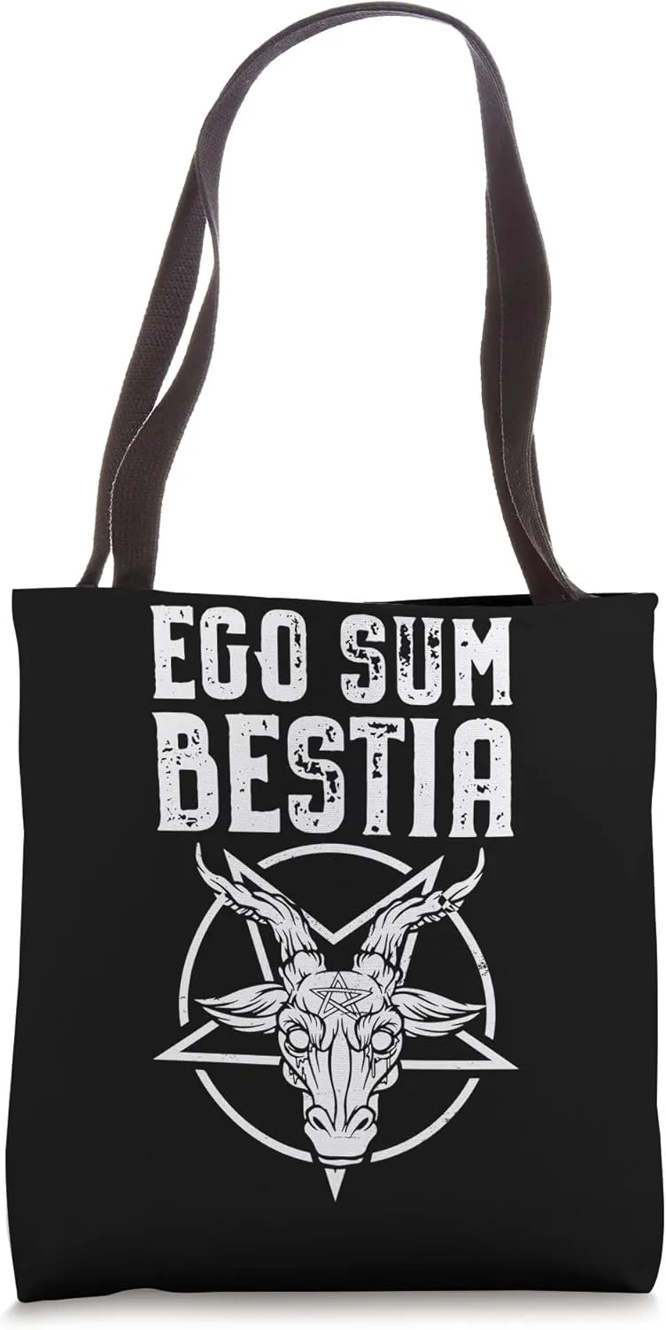 EGO SUM BESTIA - I AM THE BEAST Pentagram Baphomet Satanism Tote Bag