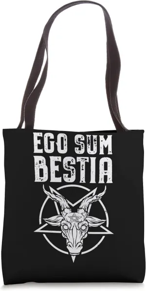 EGO SUM BESTIA - I AM THE BEAST Pentagram Baphomet Satanism Tote Bag