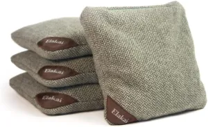 Elakai Cornhole Bags All Weather Single Sided Herringbone Regulation Size and Weight Set of 4 Sprout Green 6 in x 6 in