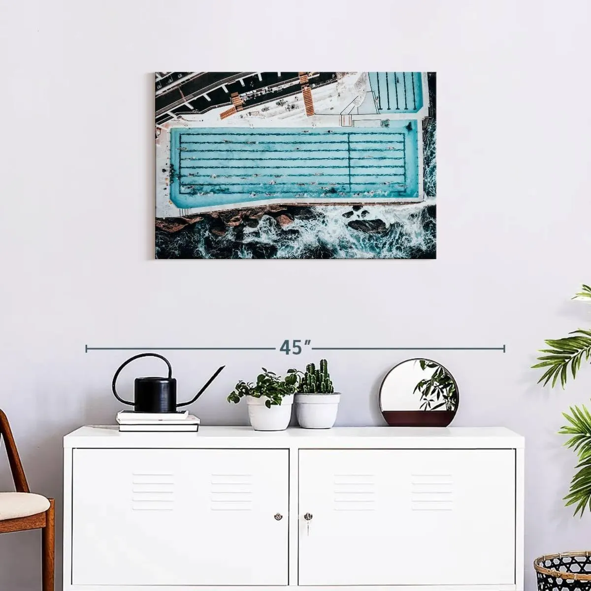 Elephant Stock - Bondi Icebergs Swimming Pool Wall Art - Horizontal Canvas Wall Art - Living Room Wall Decor - Photography Beach Canvas Art - Blue And Black Decor - 30" x 20"