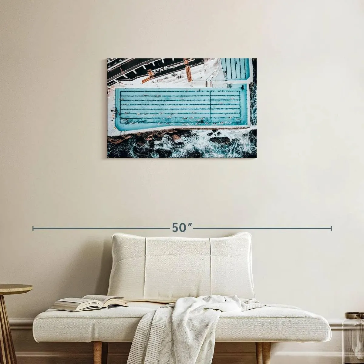 Elephant Stock - Bondi Icebergs Swimming Pool Wall Art - Horizontal Canvas Wall Art - Living Room Wall Decor - Photography Beach Canvas Art - Blue And Black Decor - 30" x 20"