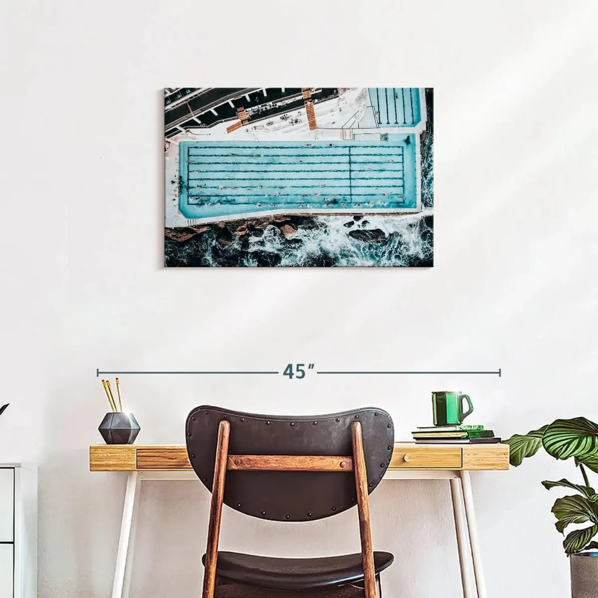 Elephant Stock - Bondi Icebergs Swimming Pool Wall Art - Horizontal Canvas Wall Art - Living Room Wall Decor - Photography Beach Canvas Art - Blue And Black Decor - 30" x 20"
