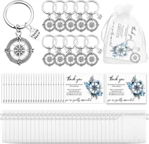 Employee Appreciation Gifts in Bulk Christmas Thank You Gifts for Coworkers Keychain with Thank You Card Organza Bag