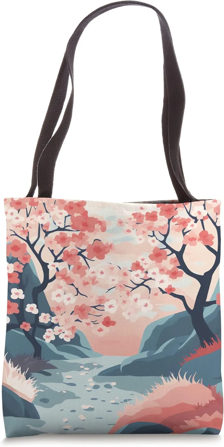 Enigmatic Petal Melody Delicate Pink Blossom Canvas Tote Bag