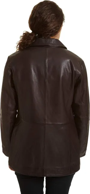 Excelled Women's Leather Button Front Hipster, Brown, Small