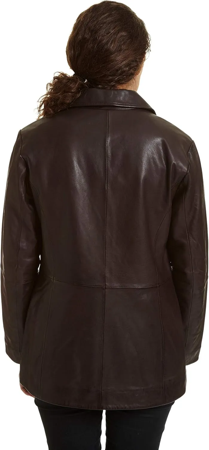 Excelled Women's Leather Button Front Hipster, Brown, Small