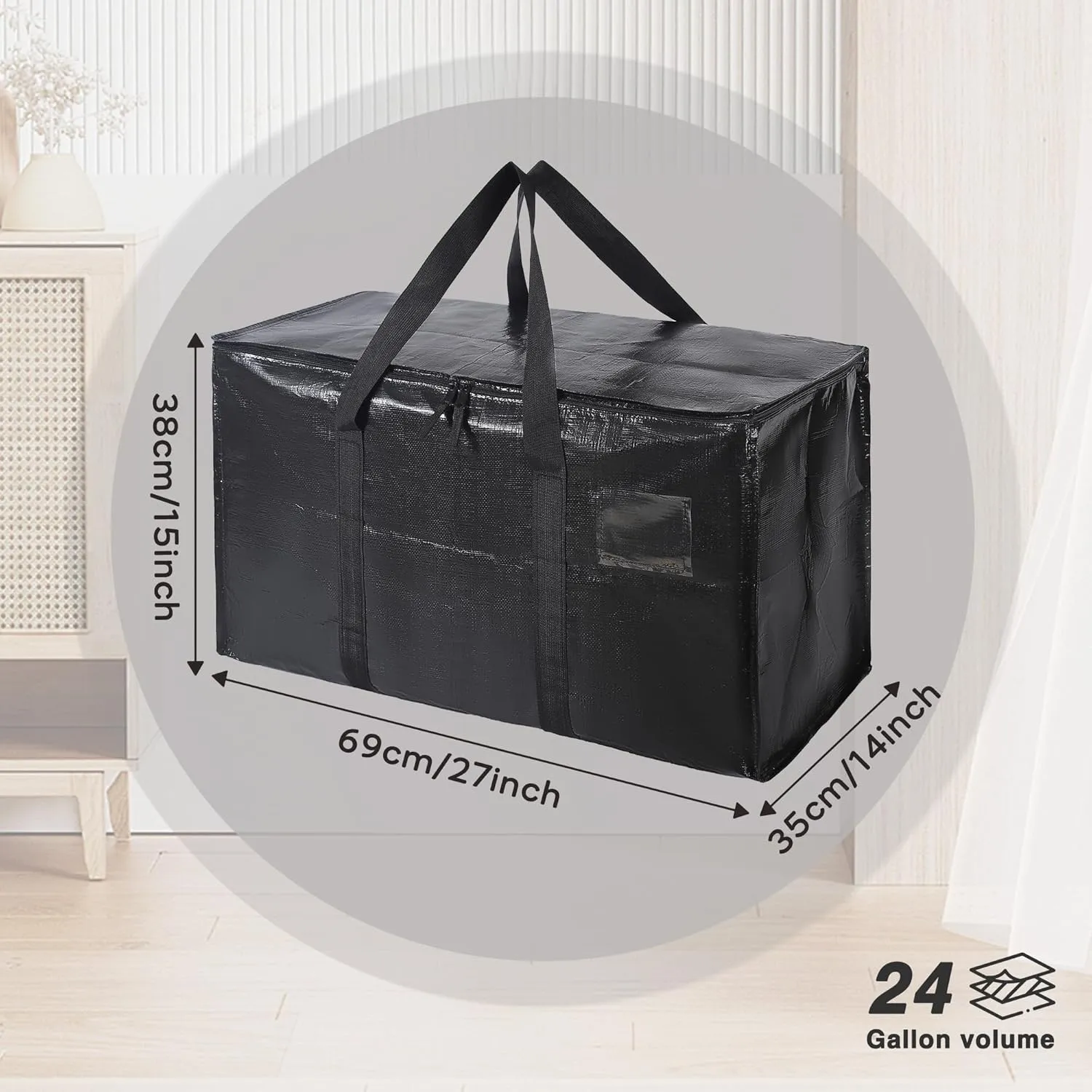 Extra Large Moving Bags, 6 Pack Black Heavy Duty Totes For Storage with Wrap Around Handles, Storage Bags for Space Saving, Alternative to Boxes & Bins